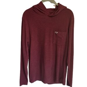 Vineyard Vines Edgartown Hooded long sleeve maroon light hoodie extra small xs